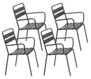 Set 4 Sedie da Giardino 57x50x86 cm in Acciaio Verniciato Grigio