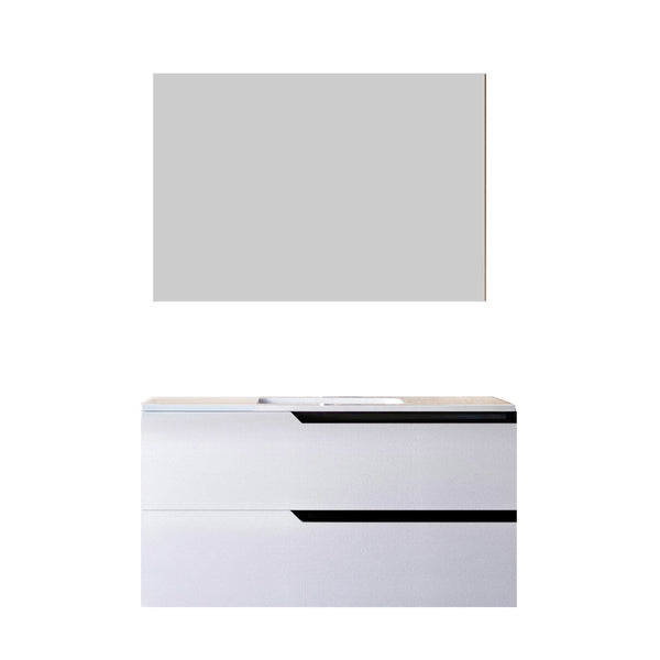 Mobile bagno 80 cm Sospeso Bianco Porcellana Boston con Specchio Rettangolare Bonussi sconto