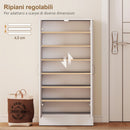 Scarpiera Salvaspazio con 6 Ripiani Regolabili 55x35x108cm in Legno Bianco      