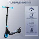 Monopattino Elettrico Pieghevole per Bambini Altezza Regolabile 75-80 cm Nero e Azzurro  