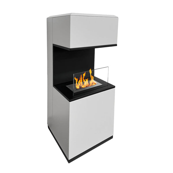 Camino a Bioetanolo da Pavimento 38x38x100 cm Oslo in acciaio Bianco sconto