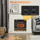 Camino Elettrico da Pavimento 1800W con Fiamma a 3 Intensità e Telecomando 117x30x100 cm Bianco 