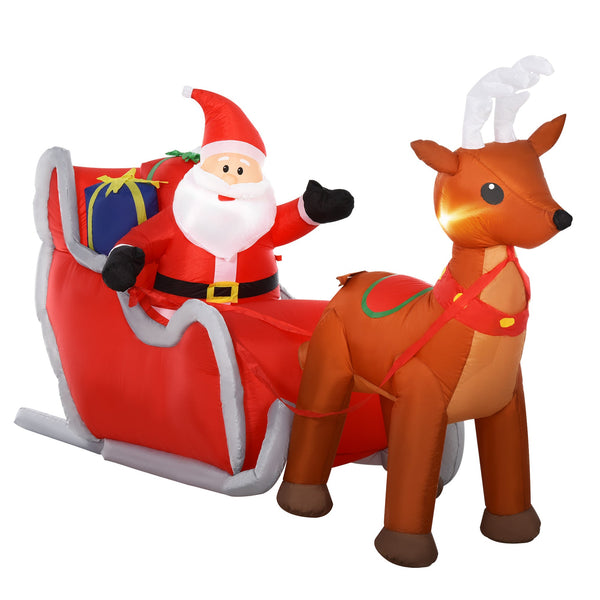 Babbo Natale Gonfiabile 310x78x148 cm con Luci LED Slitta e Renna per Esterno acquista