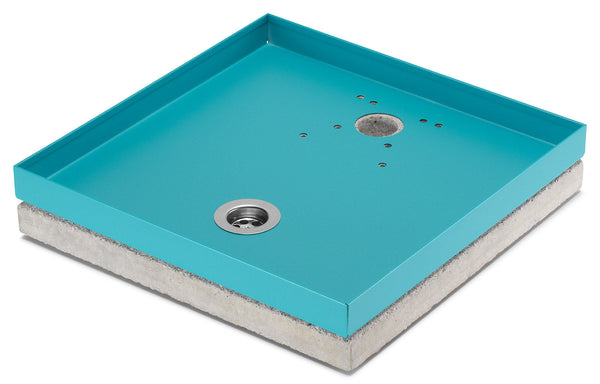 sconto Base Portaciottolo per Fontane 40x40x8 cm in Metallo con Base in Cemento Belfer 42/BSE/10 Turchese
