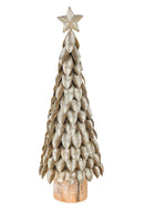 Abete in Metallo con Glitter H32 cm Oro