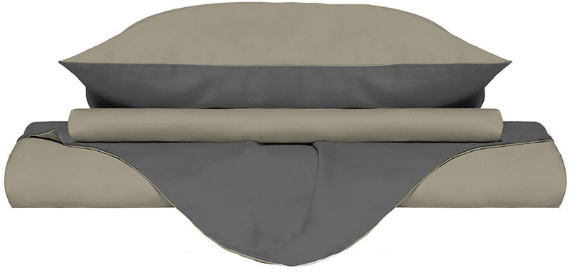 Copripiumino con Sacco e Federe Doubleface Tortora\/Fumo