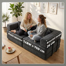 Divano Letto 2 Posti Pieghevole 198x100x69 cm con 2 Cuscini Braccioli Larghi in Ciniglia Grigio Scuro      