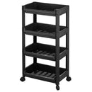 Carrello Salvaspazio Cucina Bagno Scaffale Portaoggetti Multiuso Nero 4 Ripiani
