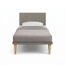 Letto 1 Piazza e Mezza con Rete Rivestita Similpelle Cappuccino Tessis Testata Button Varie Misure