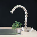 Rubinetto Cucina Miscelatore Doppio Comando Lavello Canna Tonda in Acciaio Dumbo Inox