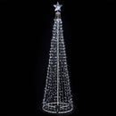 Albero di Natale Luminoso Ø80x280 cm 753 LED con 8 Giochi di Luce da Esterno in Metallo Bianco Freddo      