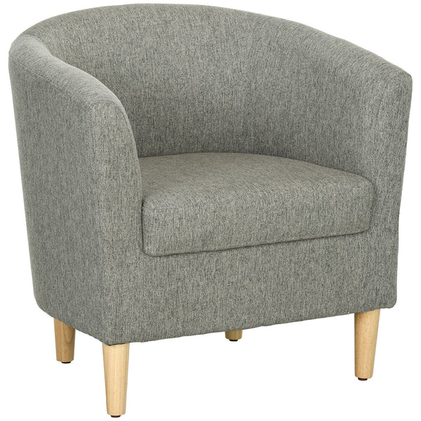 Poltrona Moderna a Pozzetto 74x63x73 cm in Tessuto Effetto Lino Grigio online
