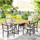 Tavolo da Giardino Rettangolare a 6 Posti 175x80x75 cm con Foro per Ombrellone in Legno e Acciaio   