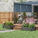 Set di 2 Letti per Orto Rialzato con Fondo Aperto 100x60x30cm in Acciaio Galvanizzato Grigio