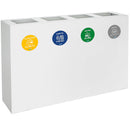 Pattumiera per Raccolta Differenziata 4 Scomparti 240 L 120x30x80 cm in Acciaio Verniciato Bianco