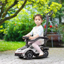 Macchinina per Bambini 2 in 1 con Maniglione e Barriera di Sicurezza 86,5x40x89,5 cm in PP e Metallo Bianco e Nero      