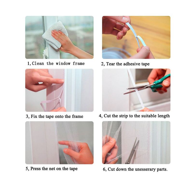 Zanzariera per finestra 130x150 cm Tenda Antinsetti a rete con velcro