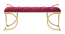 Panca Glam Luxy Bordeaux 103x43x47 cm in Ferro e MDF e Spugna e Poliestere Bordeaux e Oro
