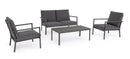 Set 4 Pezzi Salotto da Giardino con Divano 2 Poltrone e Tavolino in Alluminio e PP Konnor Antracite 