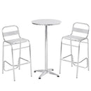 Set Tavolino Alto e 2 Sgabelli da Giardino in Alluminio e Acciaio