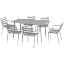 Set Tavolo e 6 Sedie Impilabili da Giardino in Acciaio Grigio Chiaro
