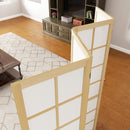 Paravento da Interno a 4 Pannelli Pieghevole 160x170 cm in Legno e Tessuto Colore Legno e Bianco      