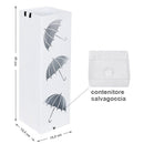 Portaombrelli in Metallo Design Quadrato Stand Bianco Vaschetta Salvagoccia