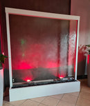 Cascata a Finestra Verticale 180x200x36 cm con Faretti in Acciaio Bianca