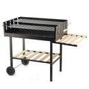 Barbecue a Carbone carbonella 118x56x92 cm con Ruote e Ripiani in Legno Nero      