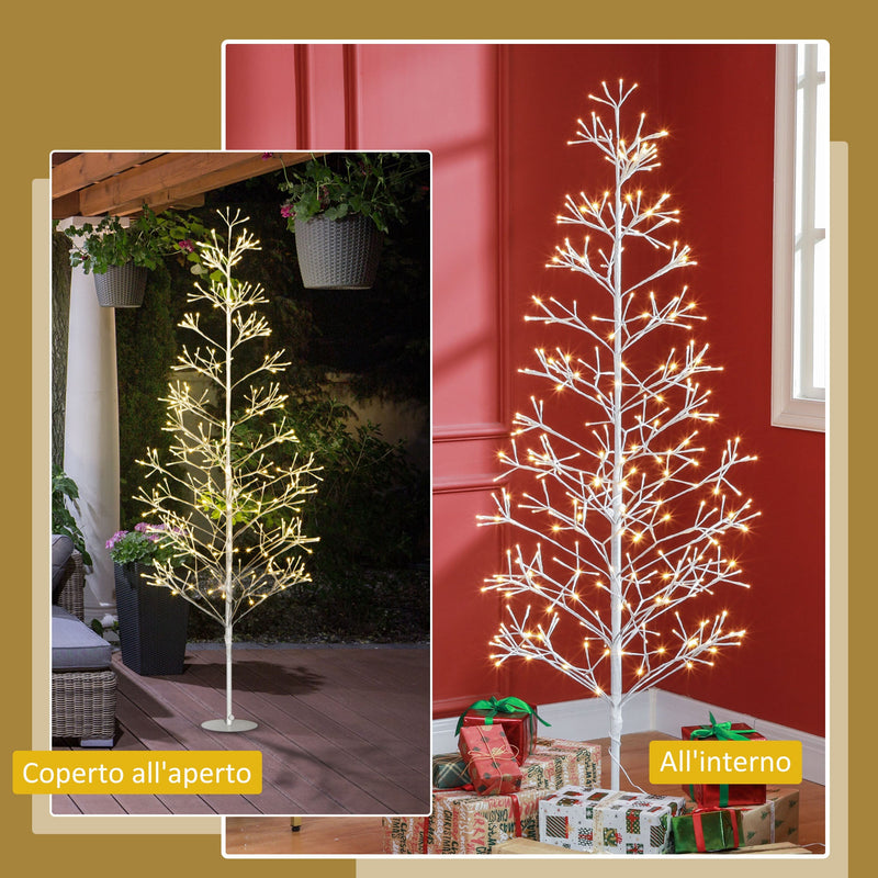 Albero di Natale Artificiale 180 cm 384 Luci LED Bianche per Interni ed Esterni al Coperto Bianco 