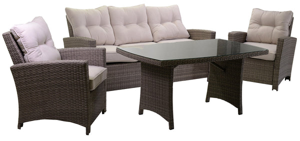 Set Salotto da Giardino Divano 3 Posti in Polyrattan Atlanta Grigio sconto