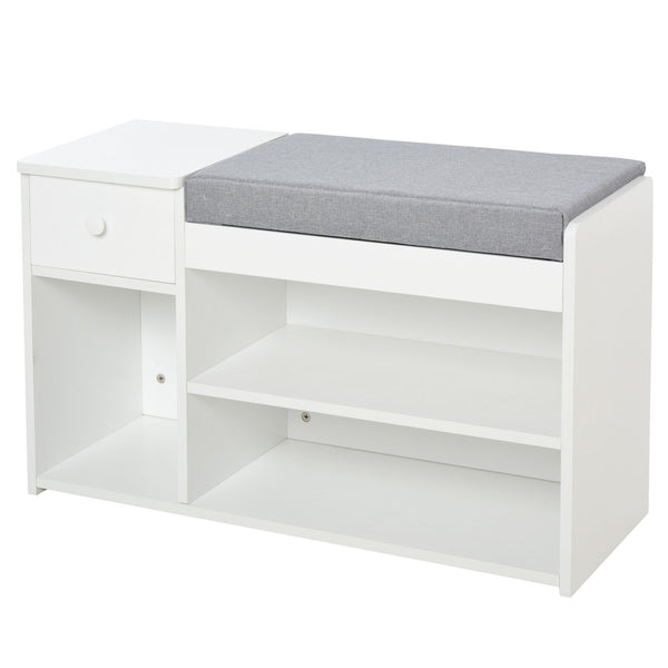 Panca da Ingresso Scarpiera 81x31,5x49 cm in Legno Bianco sconto