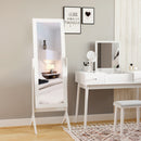 Specchio a Figura Intera da Terra 47x46x148 cm Angolazione Regolabile in Legno e Vetro Bianco  