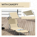 Lettino Prendisole da Giardino Pieghevole 187x58x36 cm in Metallo e Tessuto Oxford Beige