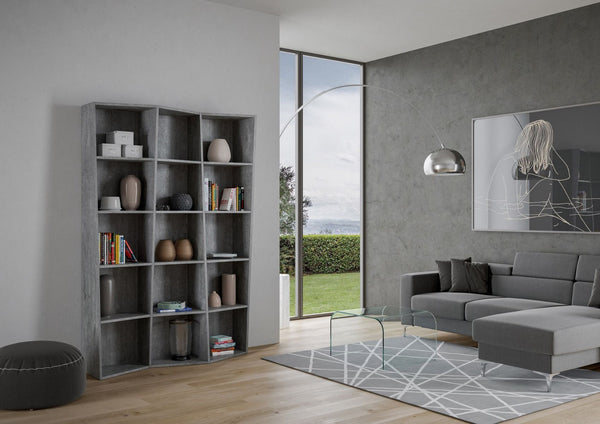 Libreria Moderna 3 Elementi 5 Ripiani Trek Cemento prezzo