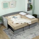 Divano Letto 3 in 1 Lettino Estraibile 205x186x75 cm Convertibile in Letto Matrimoniale in Legno e Poliestere Grigio Chiaro