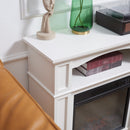 Camino Elettrico da Terra 1800 W con Effetto Fiamma LED Regolabile Telecomando e Timer in Legno e Vetro Bianco      