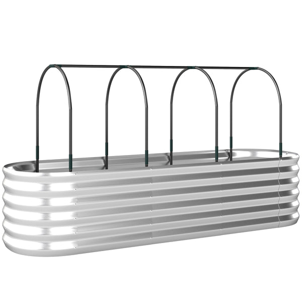acquista Orto Rialzato e Fioriera con Graticcio e Serra 200x60x103 cm in Metallo Galvanizzato Argento