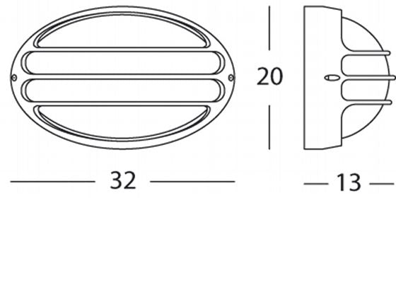 Lampada Plafoniera Ovale Grande con Griglia Colore Grigio per Esterno Linea Garden Livos