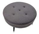 Puff Paris xxl Grigio/Argento Ø90x46 cm in Legno e Spugna Grigio e Nero