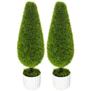Set 2 Piante Cipresso Artificiali H90 Cm con Vaso Ø12x16 cm Verde e Bianco