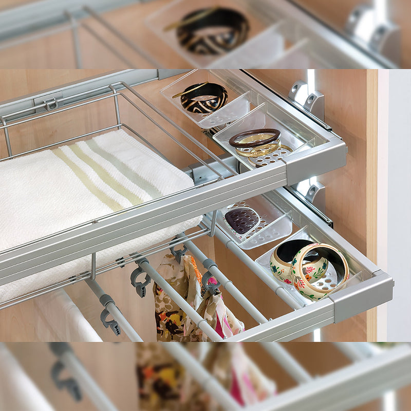 Kit Cassetto Metallico con Guide Regolabile Modulo di 900 mm Acciaio e Alluminio Grigio Emuca