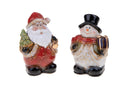 Set 4 Statuine Babbo Natale + Pupazzo di Neve 13,5 cm in Porcellana