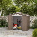 Casetta da Giardino con Prese d'Aria e Doppia Porta Scorrevole  210x130 cm in Metallo Marrone Chiaro 