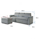 Divano Letto Derrick 234x148x84 cm in Tessuto Grigio chiaro