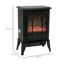 Camino Elettrico da Terra 41.5x28x54 cm 2000W Effetto Fiamma Nero 