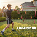 Rete da Rimbalzo Portatile per Calcio 112x100x180 cm con 4 Angolazioni Regolabili      
