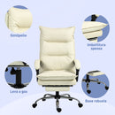 Sedia Ufficio Ergonomica Girevole e Reclinabile con Poggiapiedi in Finta Pelle Beige      
