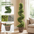 Set 2 Piante Finte di Cipresso a Spirale 120 cm con Vaso Incluso in PE e Acciaio Verde      