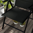 Set 2 Sedie Pieghevoli con Schienale Reclinabile e Poggiatesta 54x67x108 cm in Alluminio e Poliestere Nero